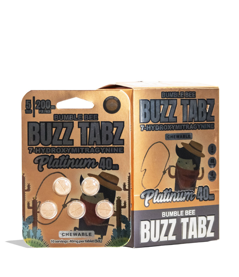 Bumble Bee Buzz Tabs 7-OH Platinum 5pk 40mg Chewables 6pk Front View on White Background