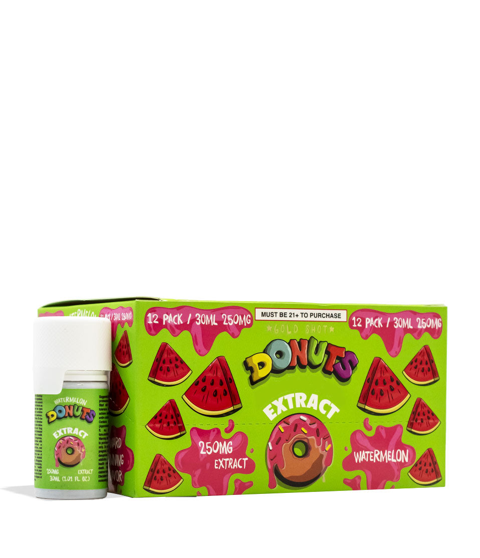 Watermelon Donuts Supplements 30ml Liquid Extract Shot 12pk Front View on White Background
