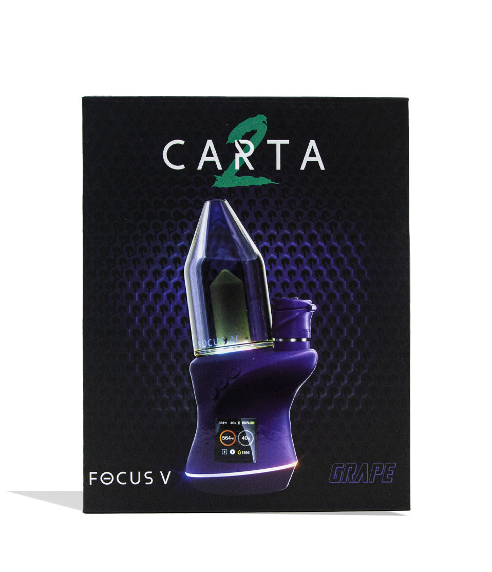Grape Focus V Carta 2 Electronic Dab Rig Packaging Front View on White Background