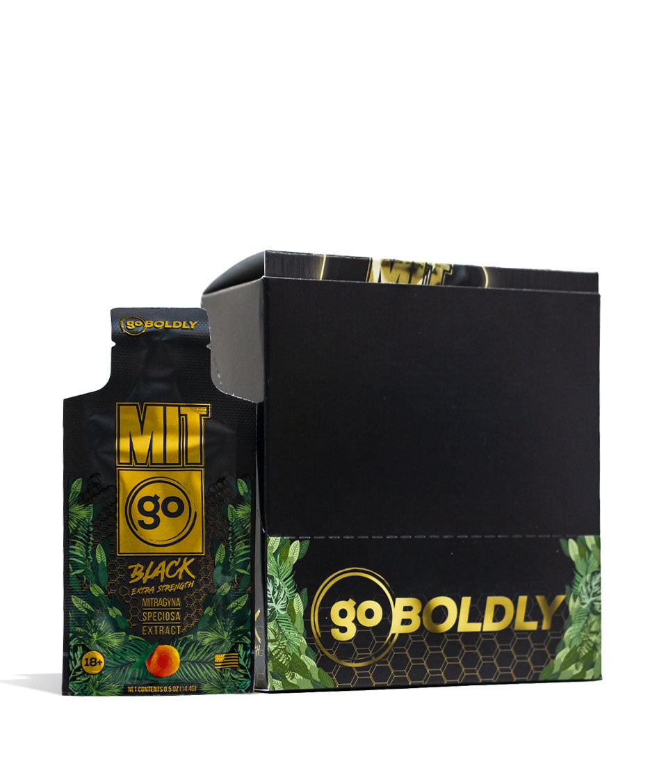 MIT45 MITGO Black Extra Strength 150mg Supplement Shot 12pk Front View on White Background