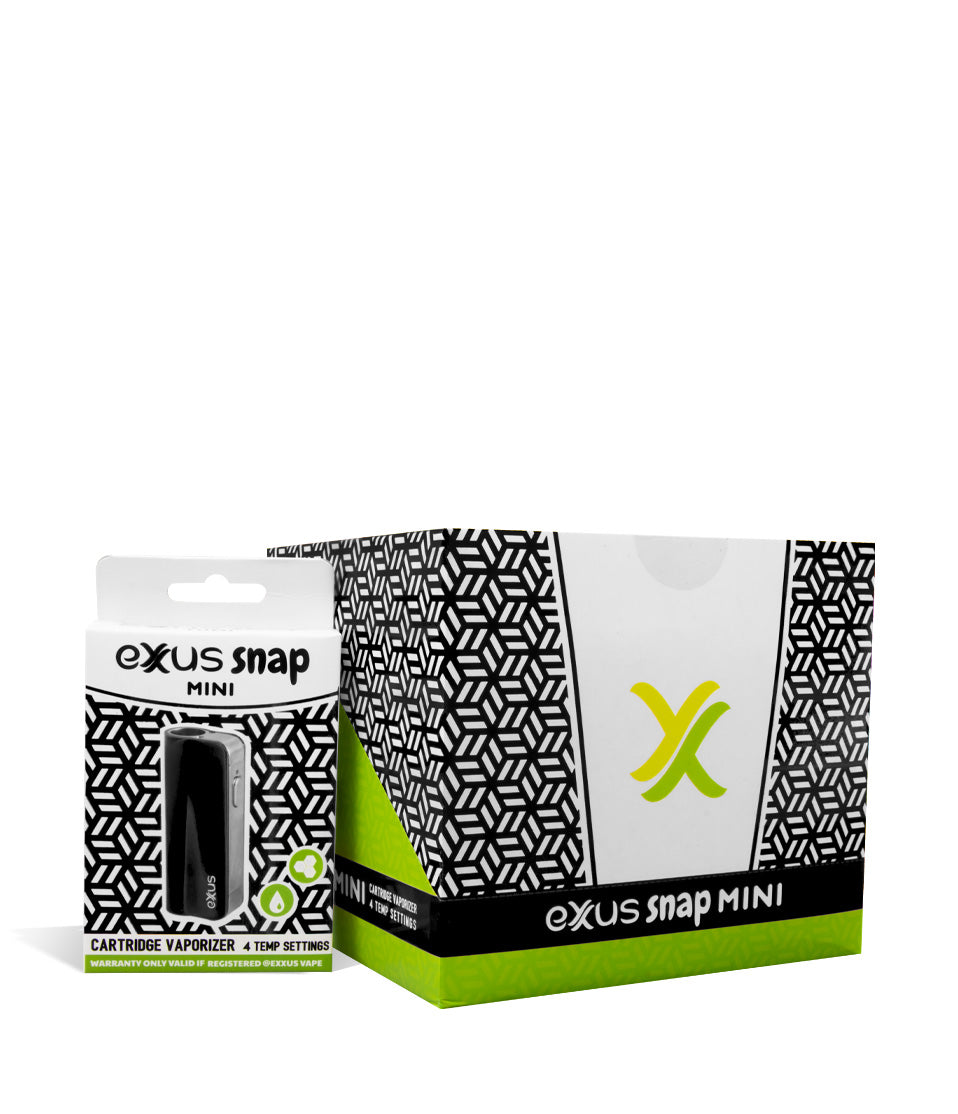 Black w/single pack Exxus Vape Snap VV Mini Concentrate Vaporizer 12pk on white background