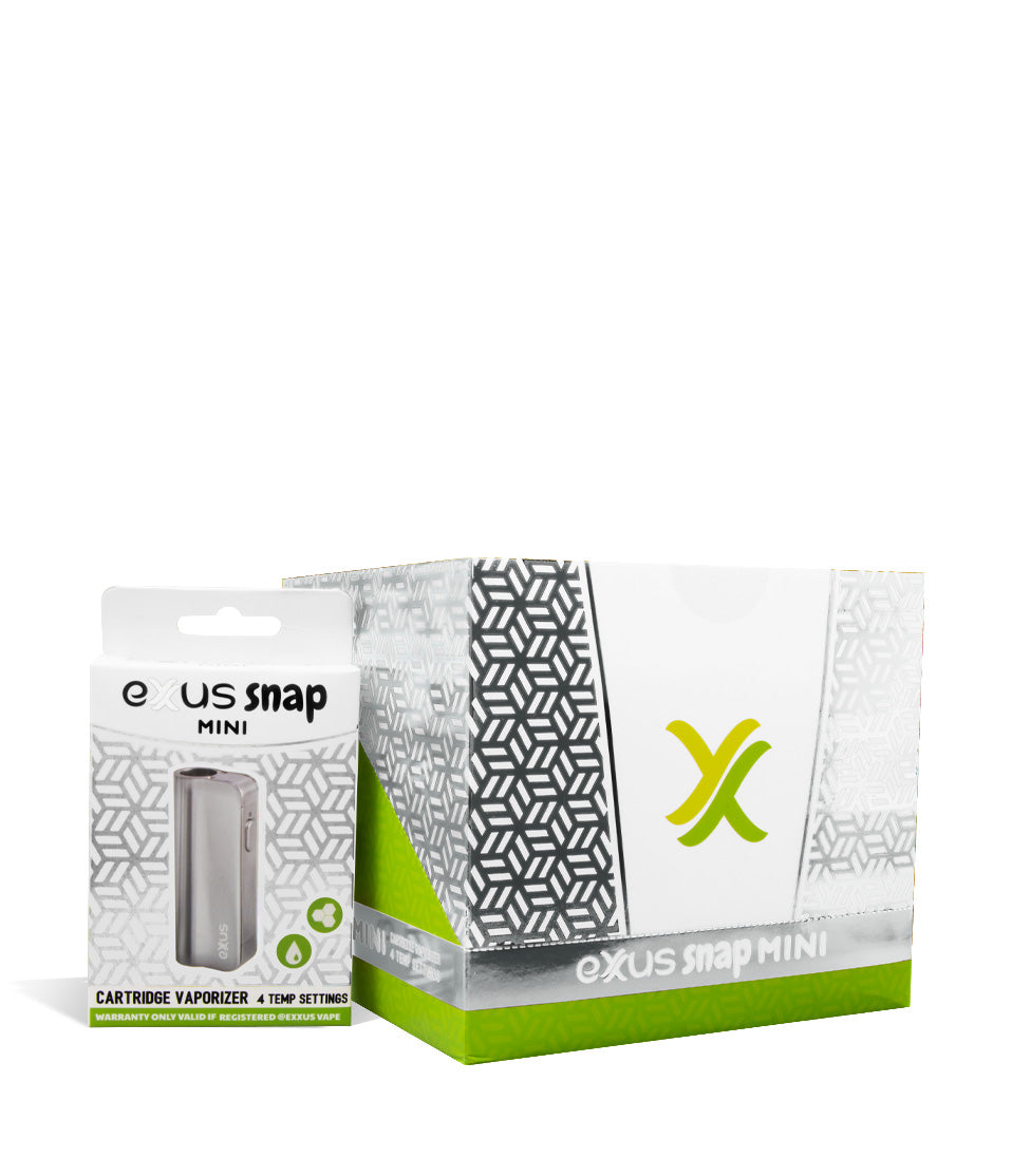 Silver w/single pack Exxus Vape Snap VV Mini Concentrate Vaporizer 12pk on white background