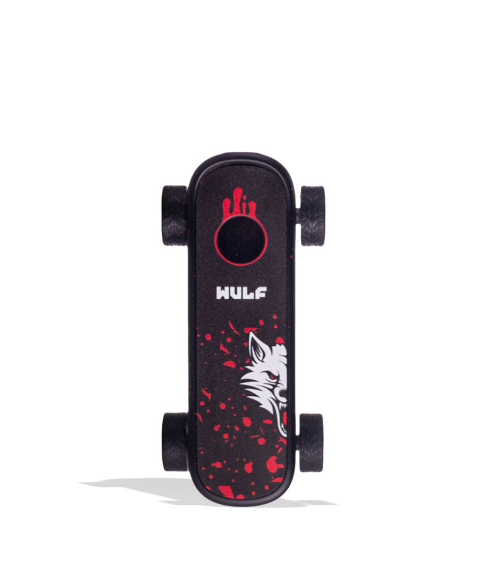 Black Red Spatter Wulf Mods Deck Skateboard Voltage Battery 9pk Front View on White Background