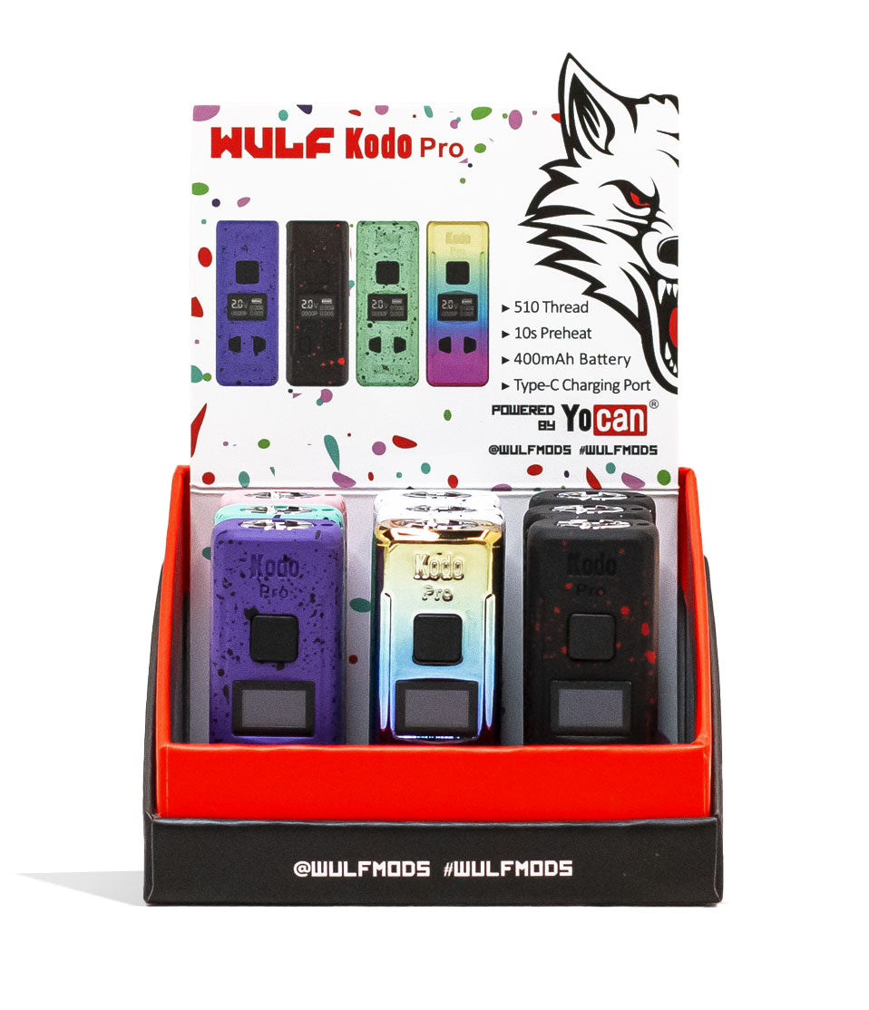 Wulf Mods KODO Pro Cartridge Vaporizer 9pk Packaging Open Packaging Open with Card Front View on White Background