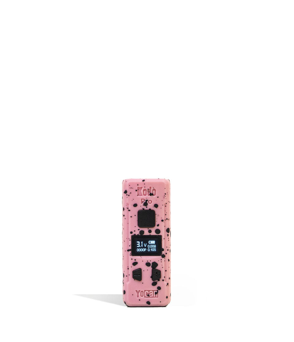 Pink Black Spatter Wulf Mods KODO Pro Cartridge Vaporizer 9pk Front View on White Background