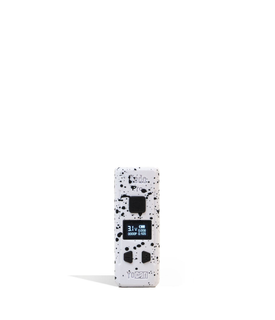 White Black Spatter Wulf Mods KODO Pro Cartridge Vaporizer 9pk Front View on White Background