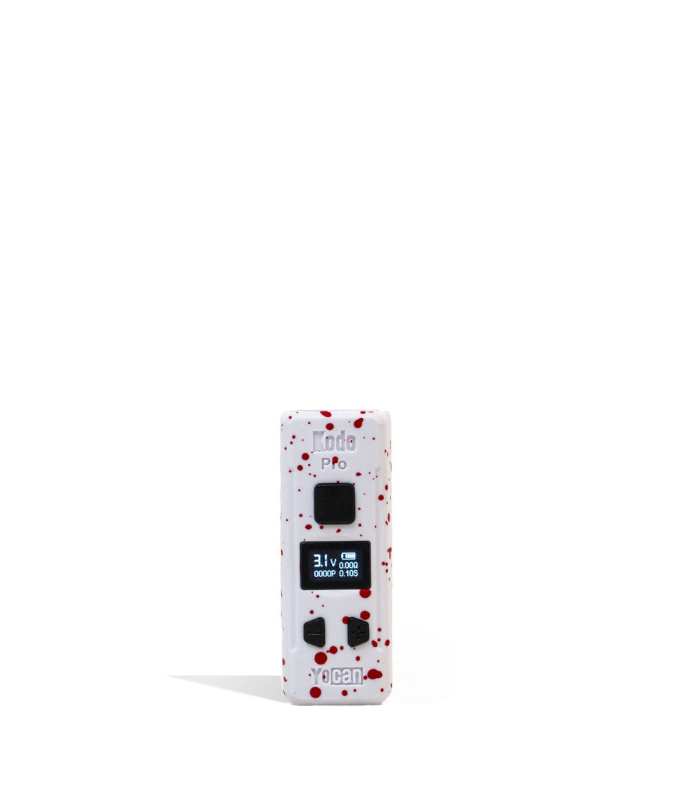 White Red Spatter Wulf Mods KODO Pro Cartridge Vaporizer 9pk Front View on White Background