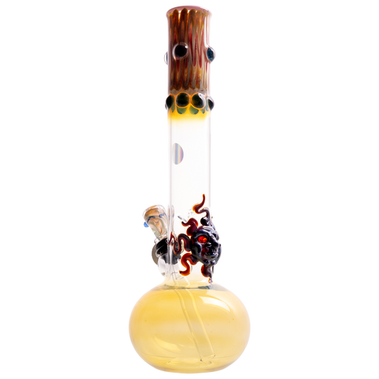 15" Fumed Bubble with Worked Mouthpiece, 3D Artwork, 12mm Slide