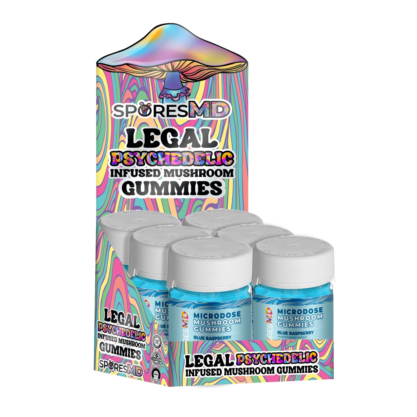 10Kmg Microdose Gummies 20ct Jars / 6 Pack POP Display