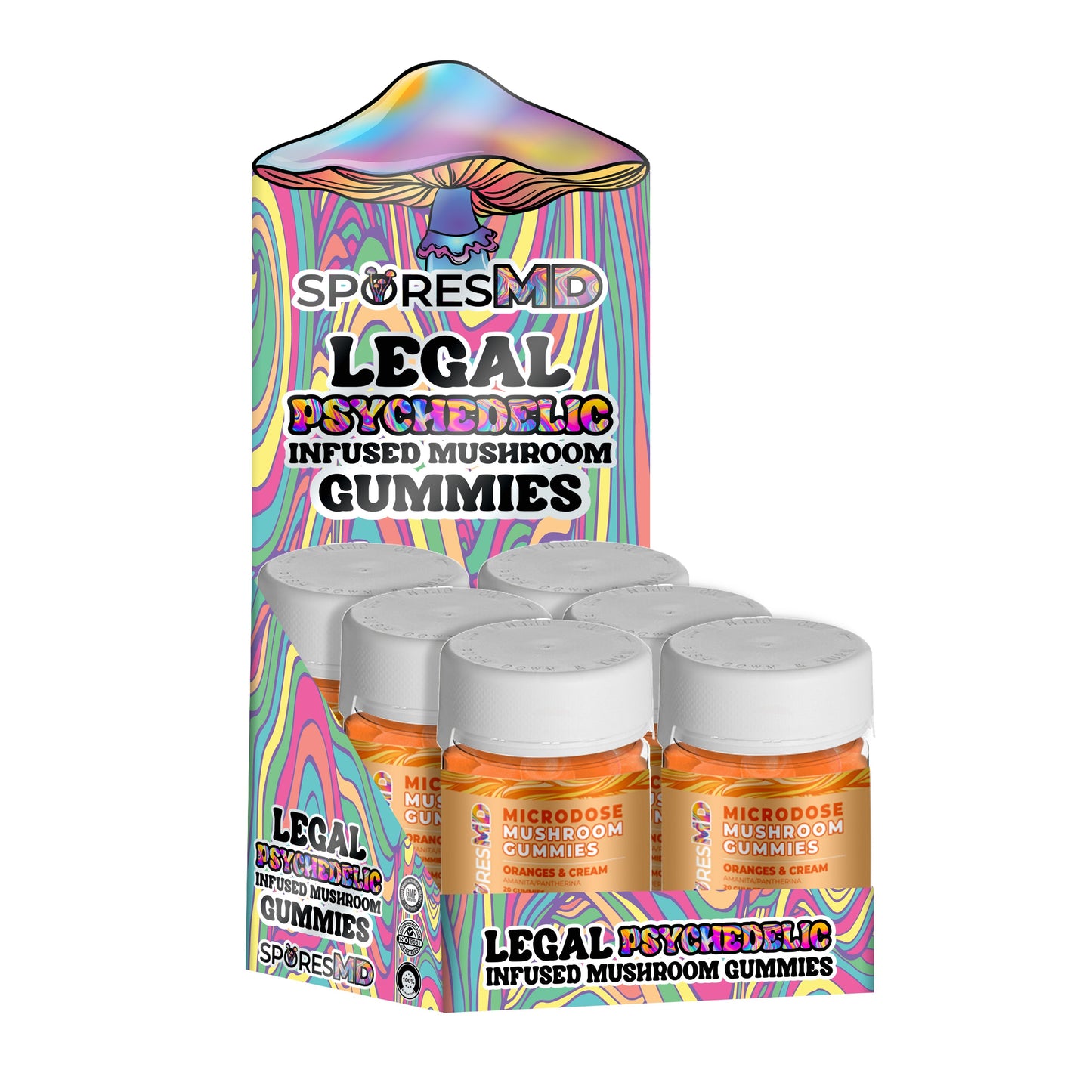 10Kmg Microdose Gummies 20ct Jars / 6 Pack POP Display