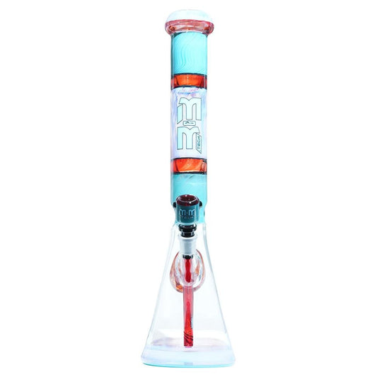 Baby Blue & Orange Heady Beaker M&M tech - M&M Tech Glass