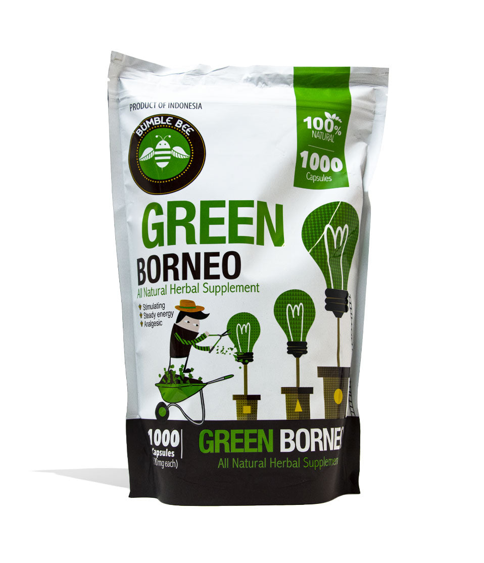 Green Borneo Bumble Bee Supplement Capsule Bag 1000ct Front view on White Background