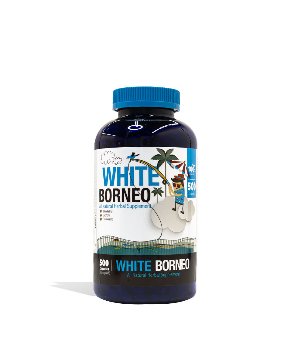 White Borneo Bumble Bee Supplement Capsules 500ct Front View on White Background