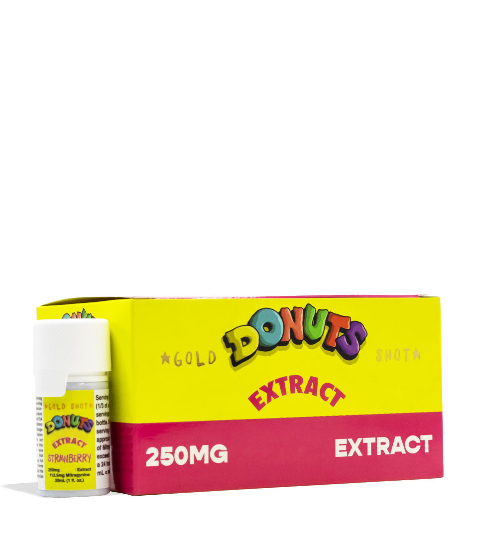 Strawberry Donuts Supplements 30ml Liquid Extract Shot 12pk Front View on White Background