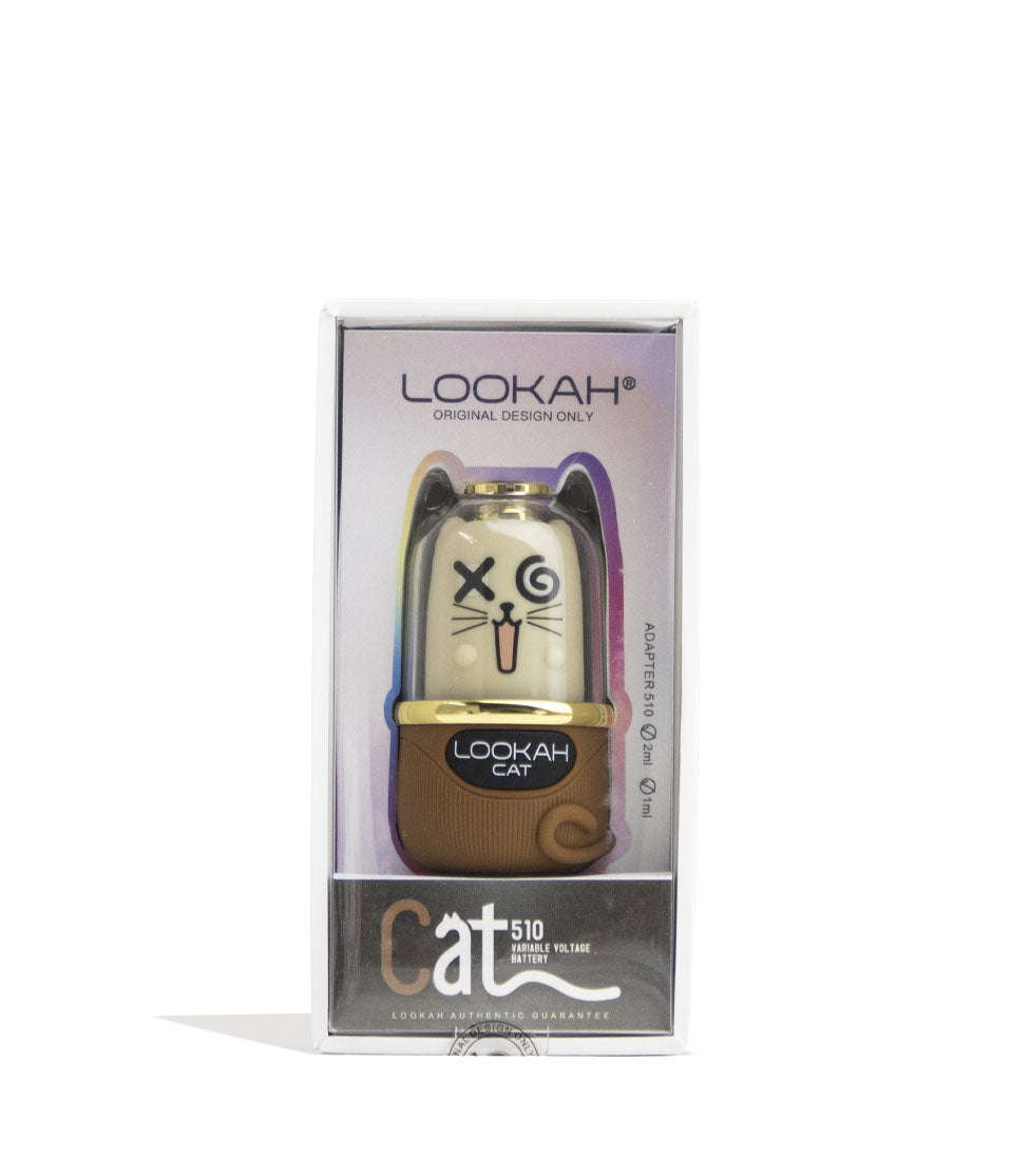 Chocolate Lookah Cat 510 Variable Voltage Battery Packaging Front View on White Background