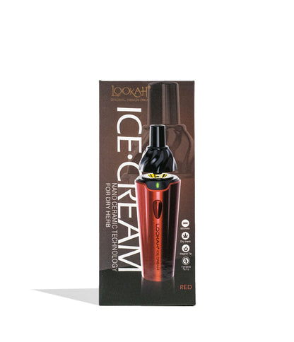 Red Lookah Ice Cream Dry Herb Vaporizer Packaging Front View on White Background