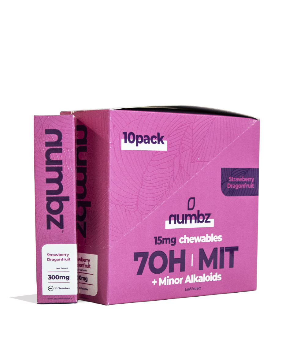 Strawberry Dragonfruit Numbz 7-OH + MIT Chewable Tablets 300mg 10pk Front View on White Background