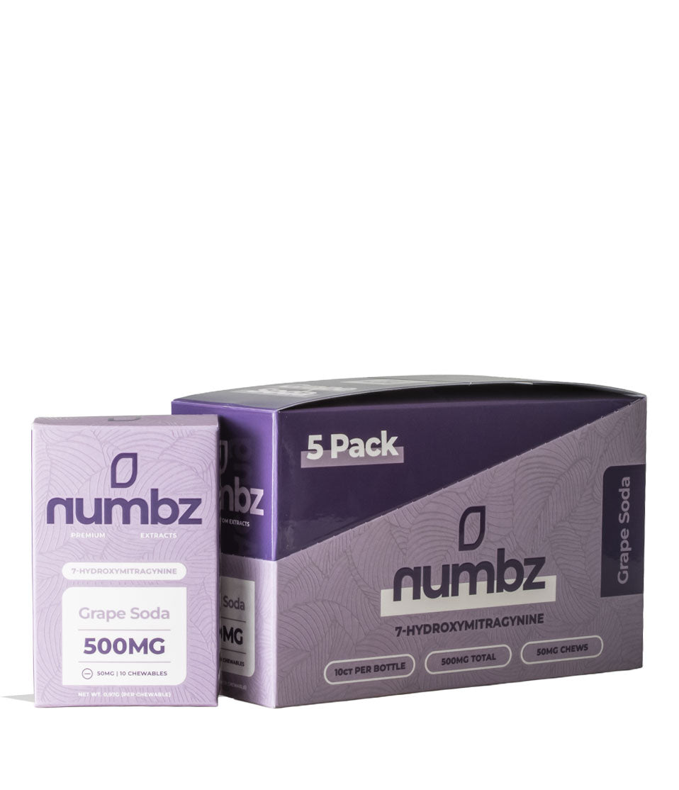 Grape Soda Numbz 7-OH + MIT Chewable Tablets 500mg 5pk Front View on White Background