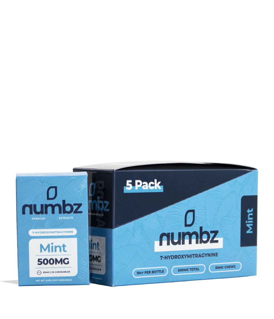 Mint Numbz 7-OH + MIT Chewable Tablets 500mg 5pk Front View on White Background