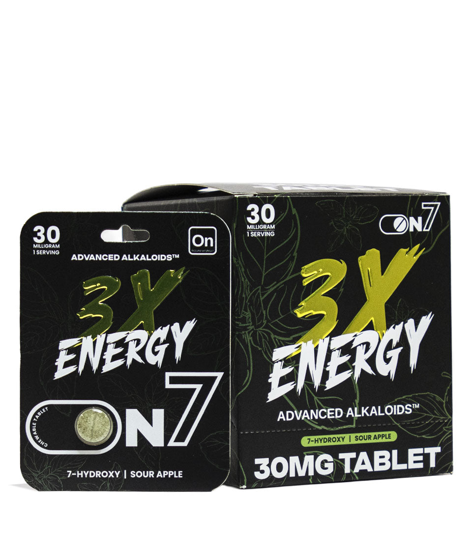 Sour Apple Energy ON7 30mg 7-Hydroxymitragynine Advanced Alkaloids 1 Count of 10pk Front View on White Background