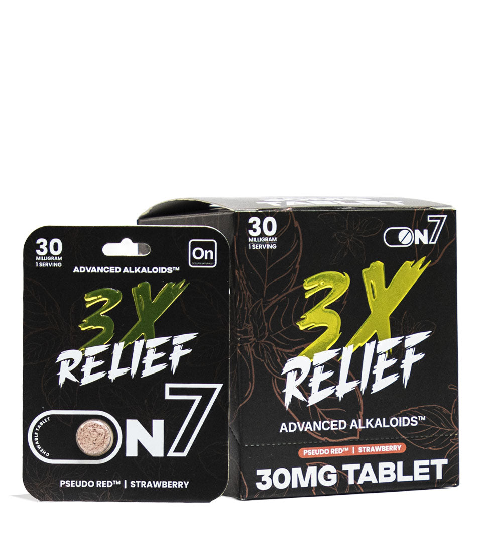 Strawberry Relief ON7 30mg 7-Hydroxymitragynine Advanced Alkaloids 1 Count of 10pk Front View on White Background