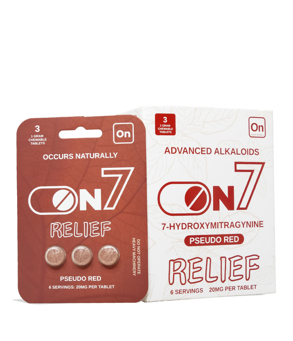 Relief ON7 7-Hydroxymitragynine Advanced Alkaloids Chewable Tablets 10pk Front View on White Background