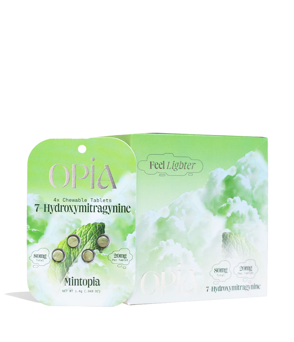 Mint Opia 20mg 7-Hydroxymitragynine Chewable Tablets 10pk Front View on White Background