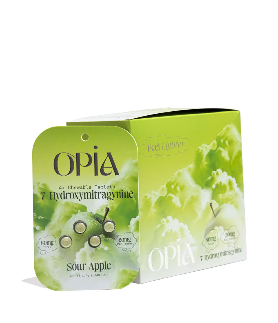 Sour Apple Opia 20mg 7-Hydroxymitragynine Chewable Tablets 10pk Front View on White Background