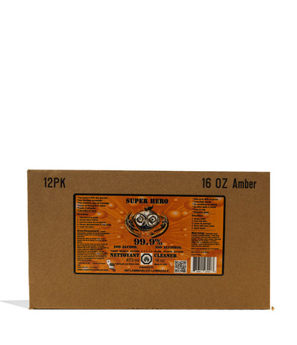 Orange Chronic Super Hero 16oz Alcohol Cleaner Glass Bottle 12pk Packaging Front View on White Background