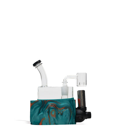 Blue Orange Stache Rio Portable Dab Rig on white studio background