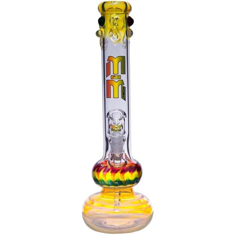 Waterpipe Color Fumed Double Bubble Beaker by M&M Tech - M&M Tech Glass