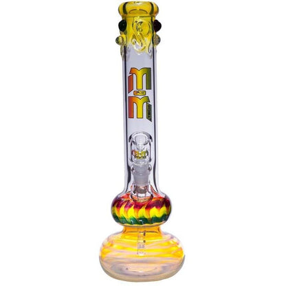 Waterpipe Color Fumed Double Bubble Beaker by M&M Tech - M&M Tech Glass