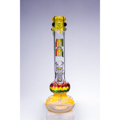 Waterpipe Color Fumed Double Bubble Beaker by M&M Tech - M&M Tech Glass