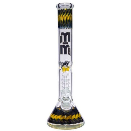Waterpipe Dual Colored Swirl Beaker With Chandelier Percolator by M&M Tech - M&M Tech Glass