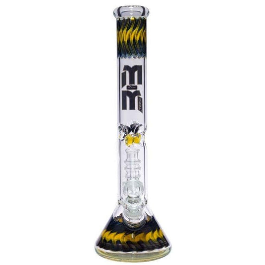 Waterpipe Dual Colored Swirl Beaker With Chandelier Percolator by M&M Tech - M&M Tech Glass