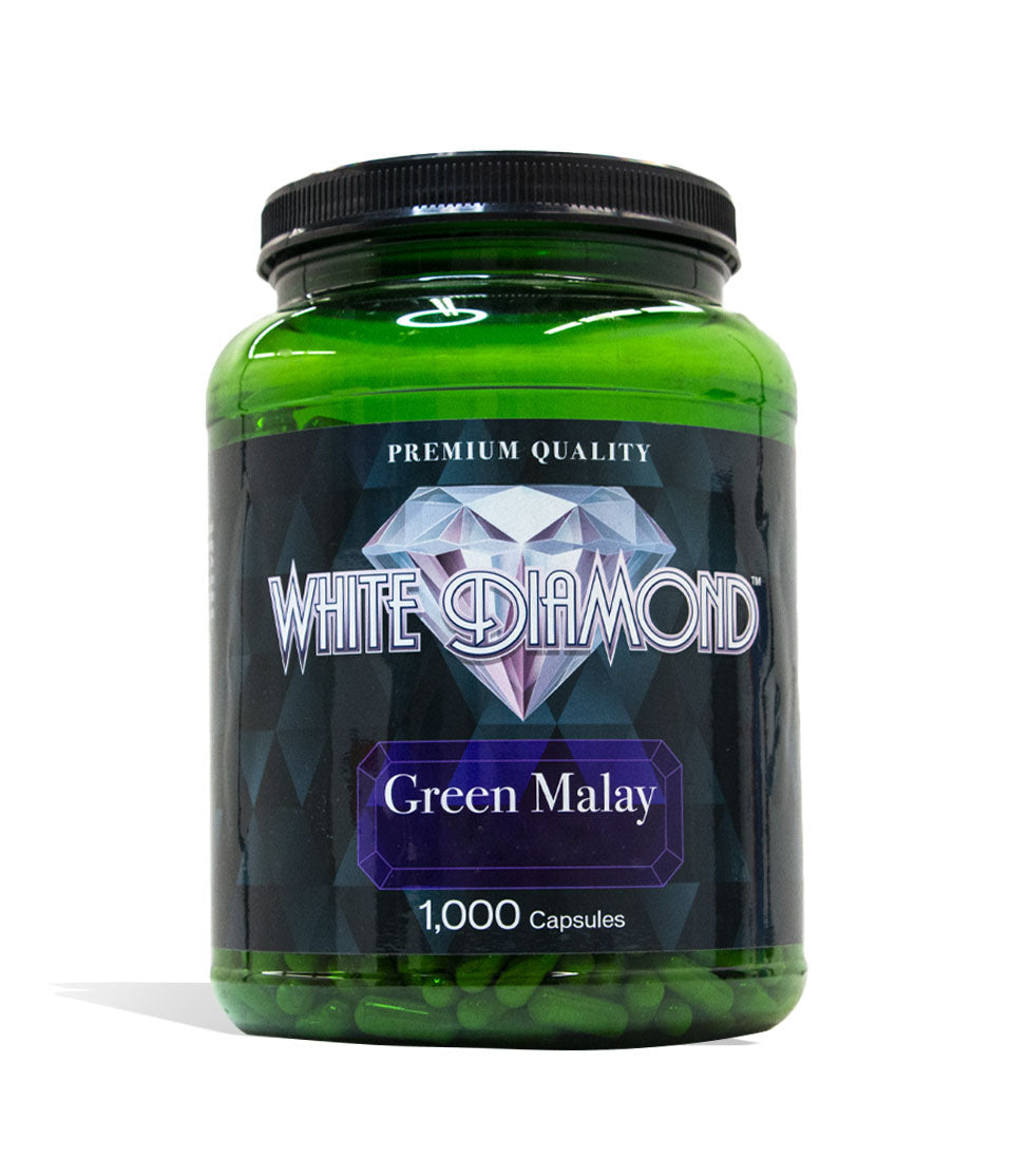 Green Malay White Diamond Supplement Capsules 1000 Count Front View on White Background