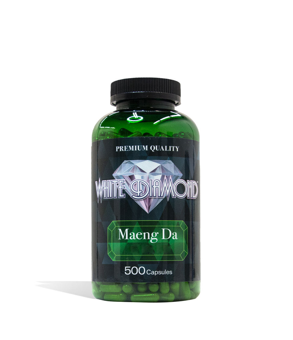 Maeng Da White Diamond Supplement Capsules 500 Count Front View on White Background