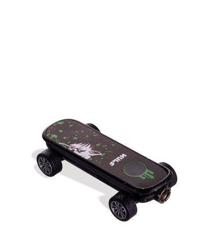 Black Green Spatter Wulf Mods Deck Skateboard Voltage Battery 9pk Down View on White Background