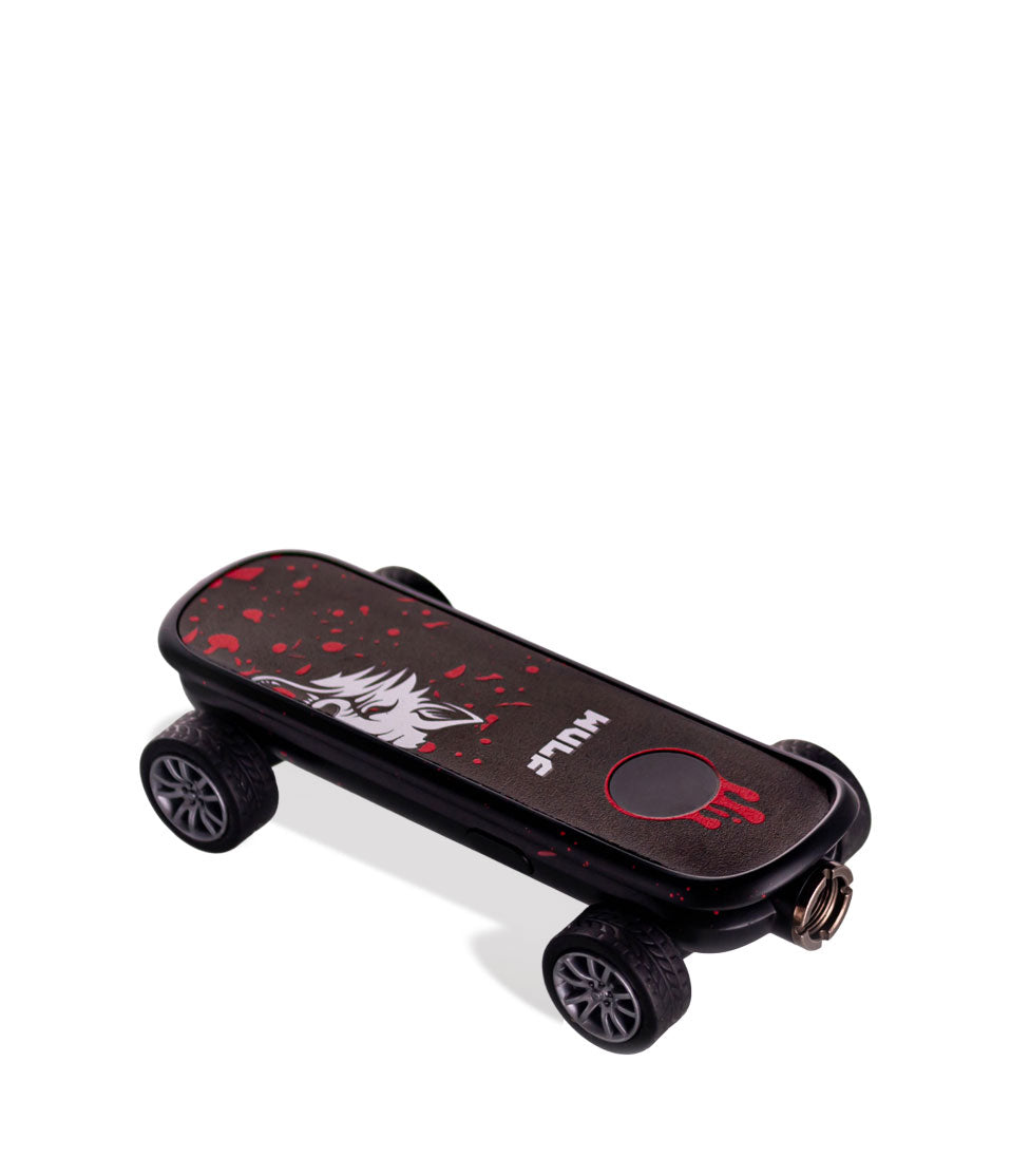 Black Red Spatter Wulf Mods Deck Skateboard Voltage Battery 9pk Down View on White Background