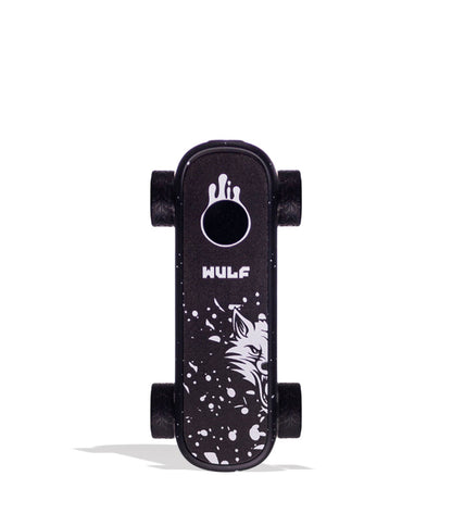 Black White Spatter Wulf Mods Deck Skateboard Voltage Battery 9pk Front View on White Background