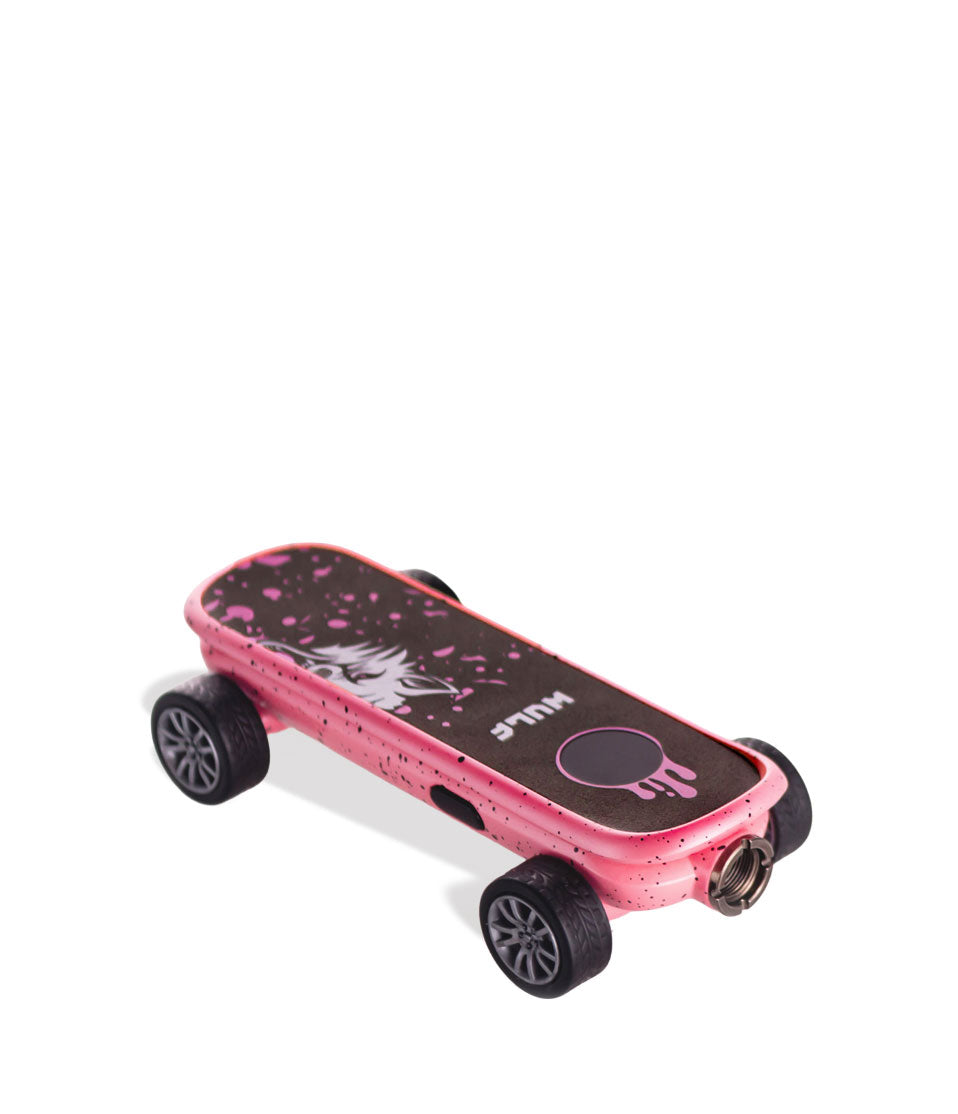 Pink Black Spatter Wulf Mods Deck Skateboard Voltage Battery 9pk Down View on White Background
