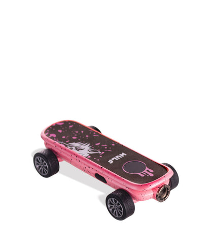 Pink Black Spatter Wulf Mods Deck Skateboard Voltage Battery 9pk Down View on White Background