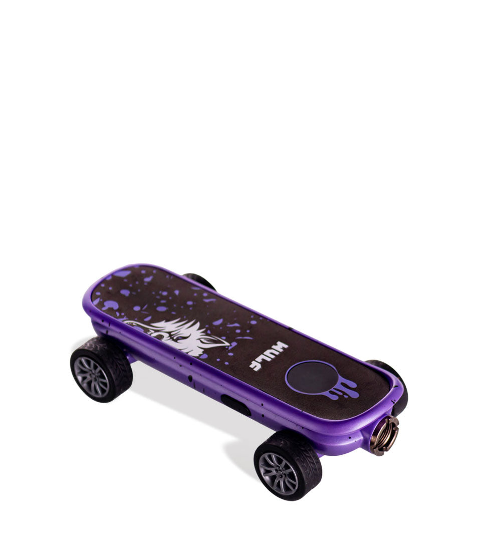 Purple Black Spatter Wulf Mods Deck Skateboard Voltage Battery 9pk Down View on White Background