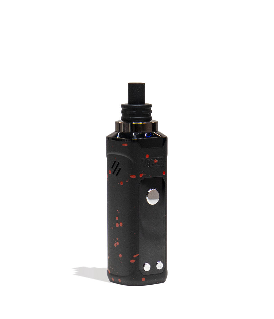 Black Red Spatter Wulf Mods Nestor Portable Concentrate Vaporizer Side View on White Background