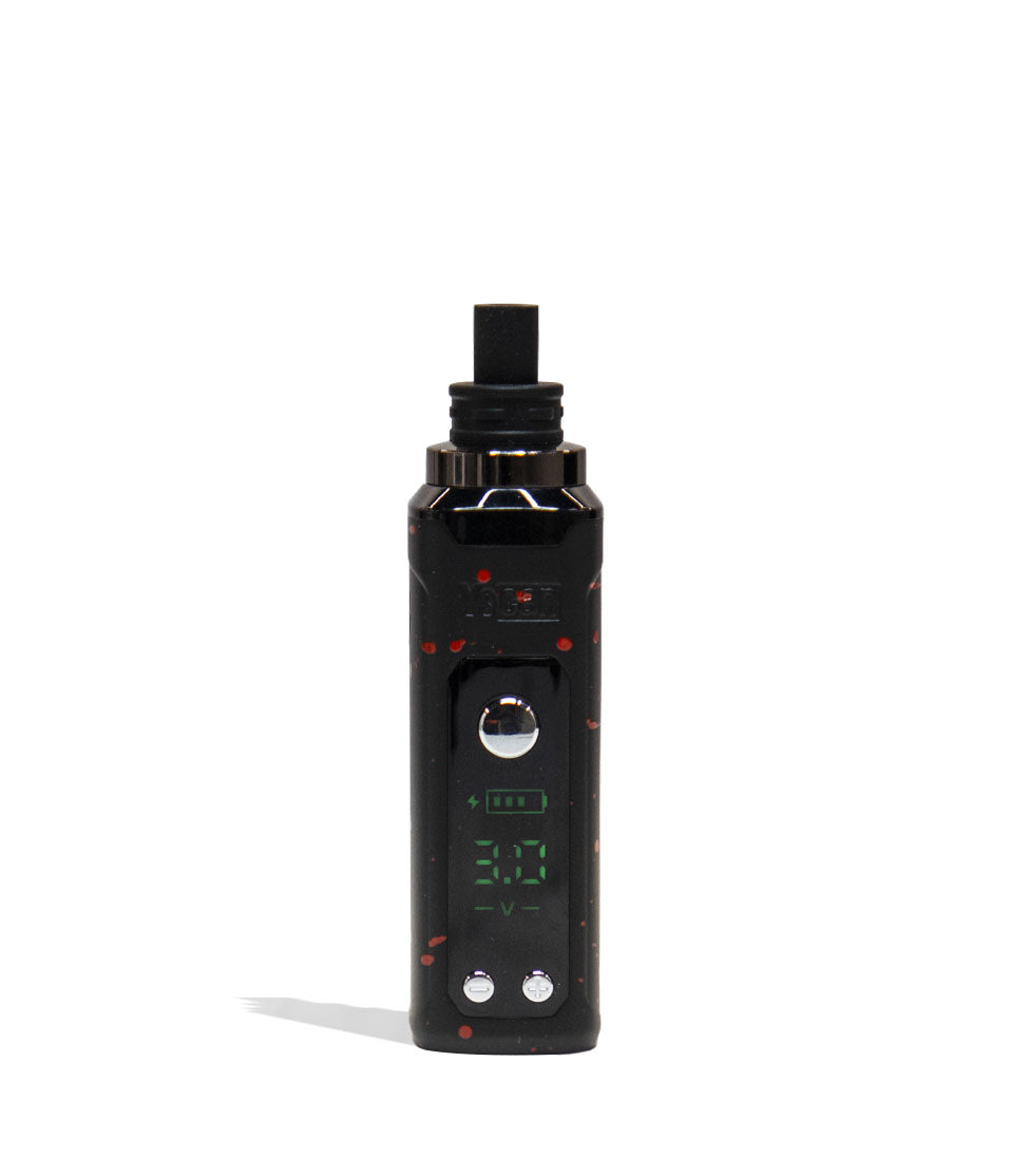 Black Red Spatter Wulf Mods Nestor Portable Concentrate Vaporizer Front View on White Background