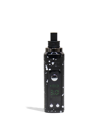 Black White Spatter Wulf Mods Nestor Portable Concentrate Vaporizer Front View on White Background