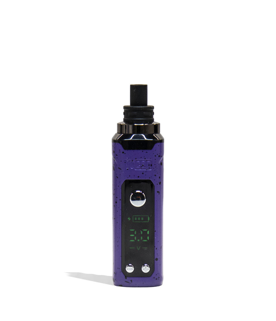 Purple Black Spatter Wulf Mods Nestor Portable Concentrate Vaporizer Front View on White Background