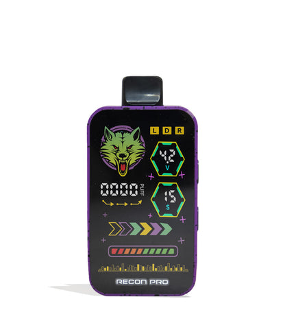Purple Black Spatter Wulf Mods Recon Pro Dual 510 Voltage Battery 9pk Front View on White Background