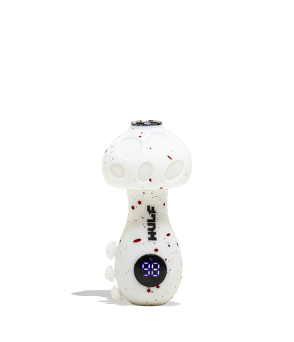 White Red Spatter Wulf Mods TRYP Mushroom Shaped Variable Voltage Battery 9pk Front View on White Background