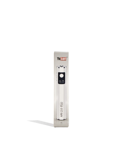 White Yocan Ari Plus 2.0 Variable Voltage Battery 15pk Packaging Front VIew on White Background